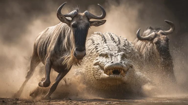 Gnous piétinent crocodiles : quand les rôles s&rsquo;inversent